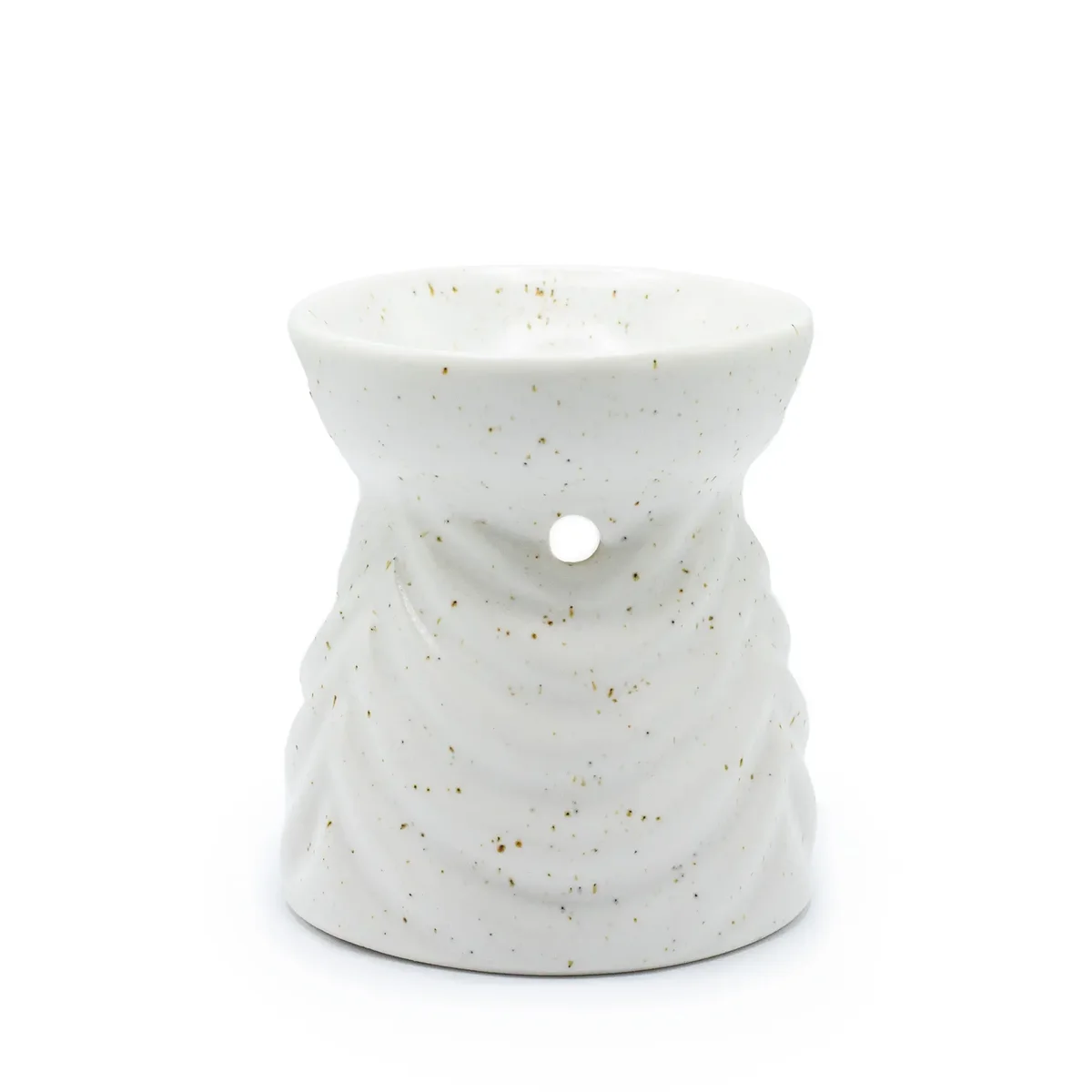 Ivory geometric oil burner with angular design for essential oils and wax melts on a white background