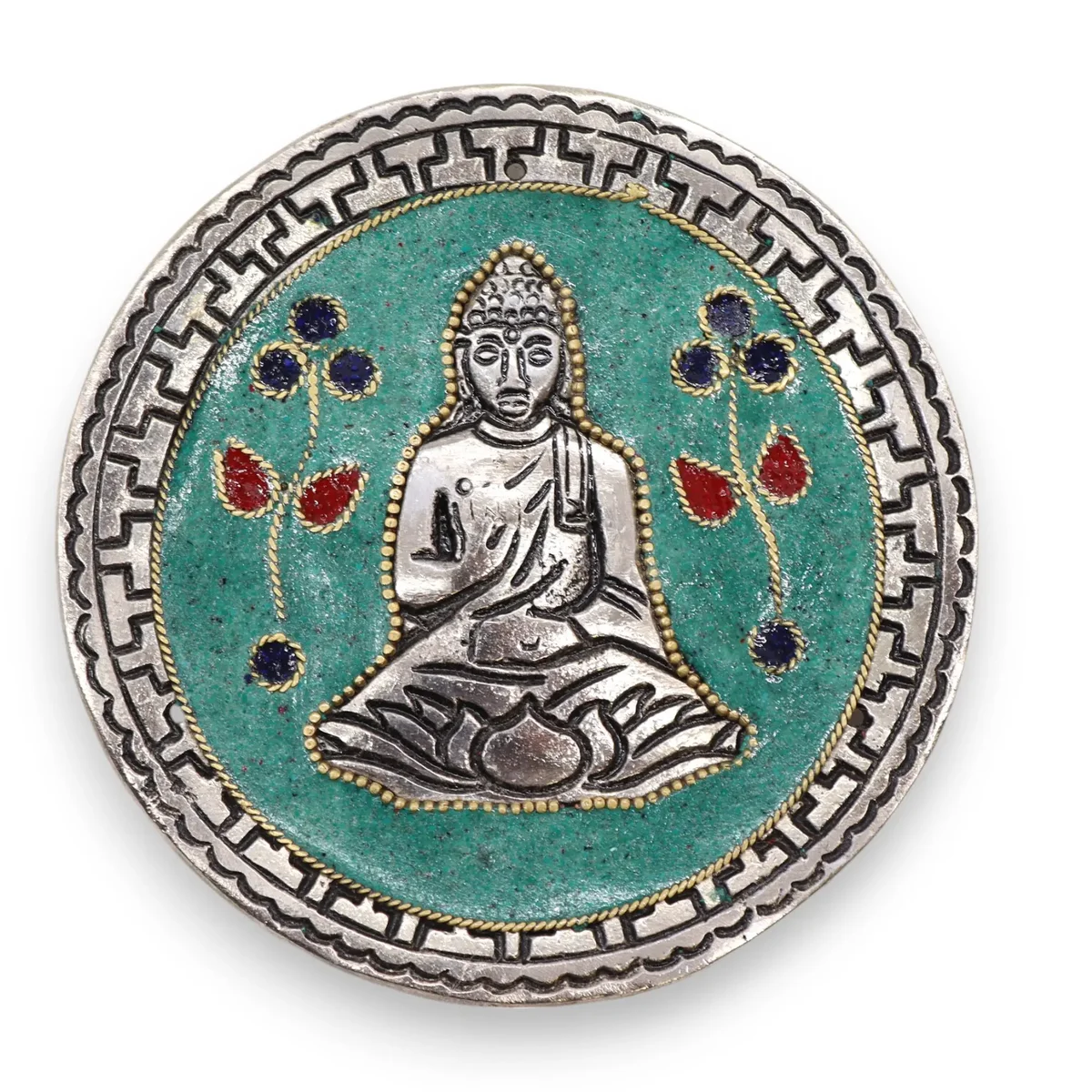 Green Buddha-shaped incense holder with decorative detailing for home decor and incense burning