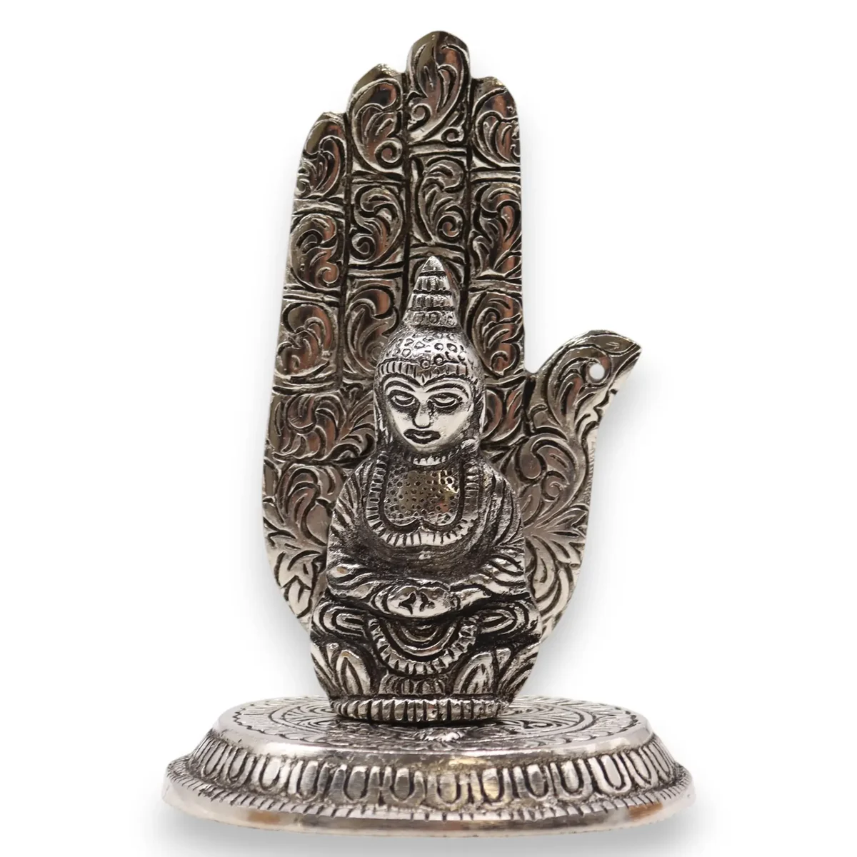 Hand Buddha incense holder shaped like a meditative hand holding an incense stick upright on a flat base