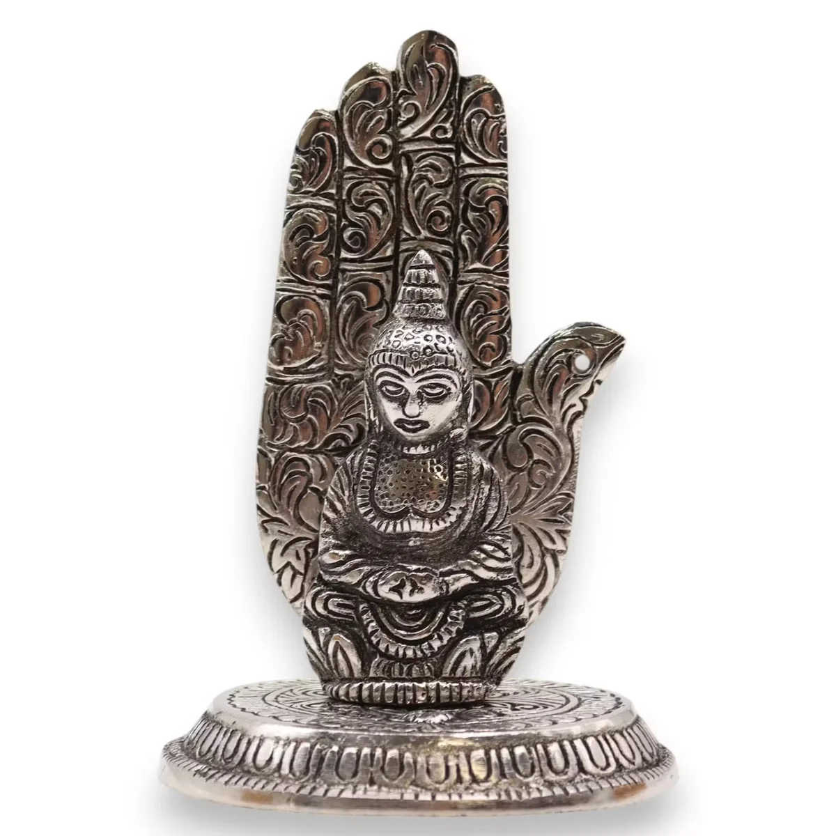 Hand Buddha incense burner holder in a serene pose, designed to hold burning incense sticks securely