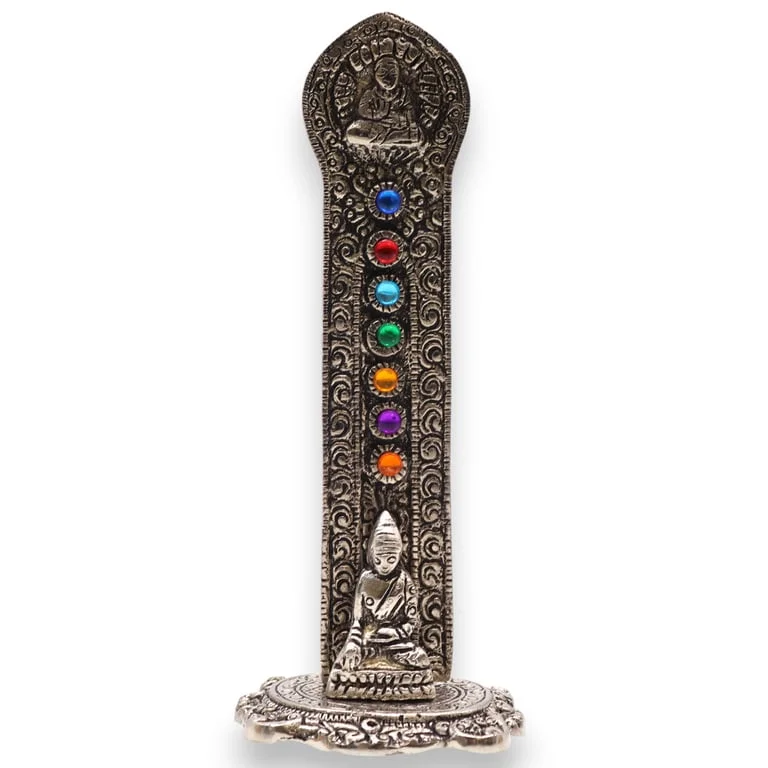 Buddha incense holder featuring a 7‑chakra tower design.