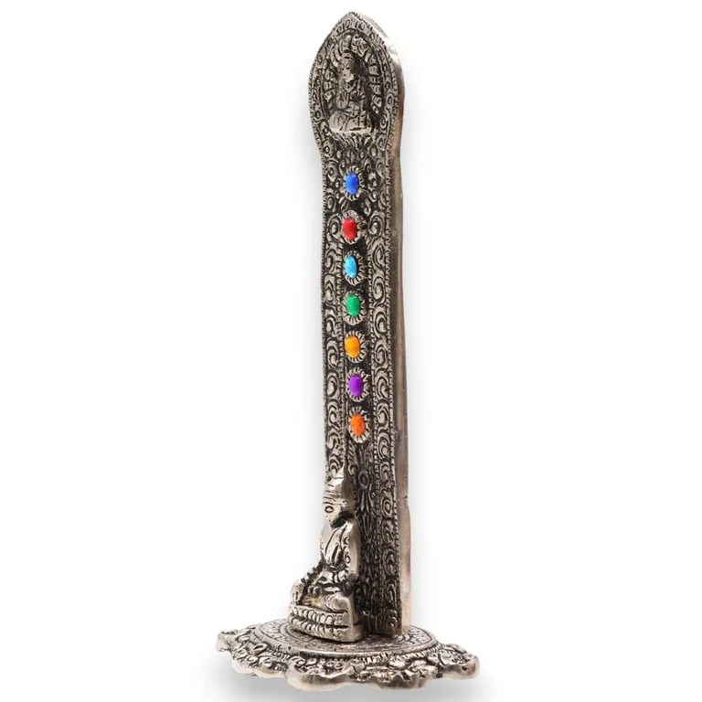 7 chakra incense holder featuring a Buddha statue with a tiered tower design