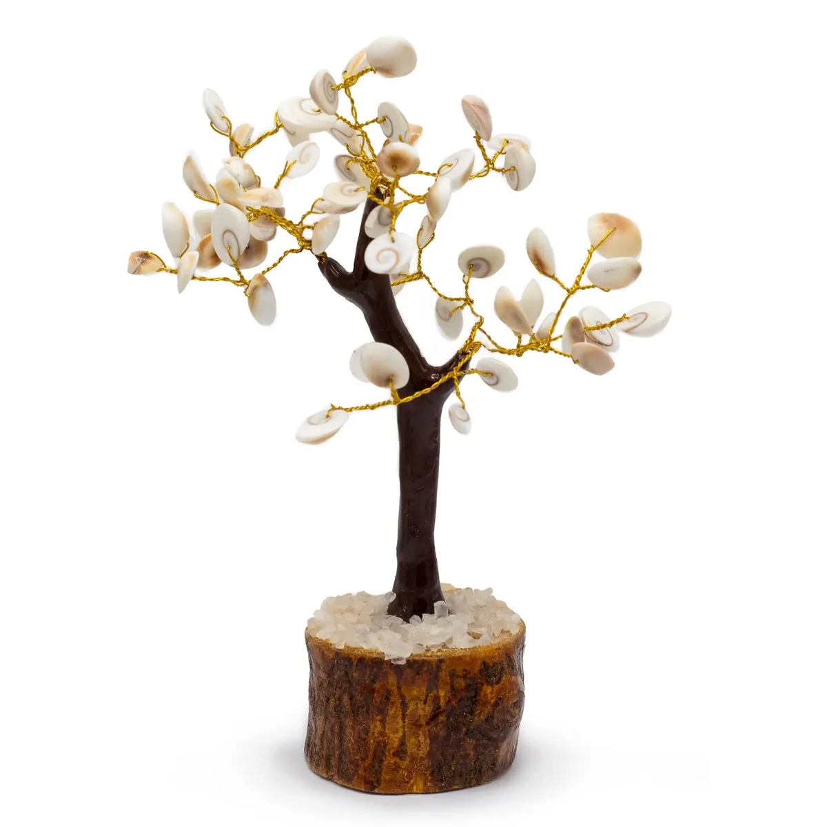 Large Gomati Chakra Circle Stone Tree with 60 stones, chakra stone ornament displayed on a white background