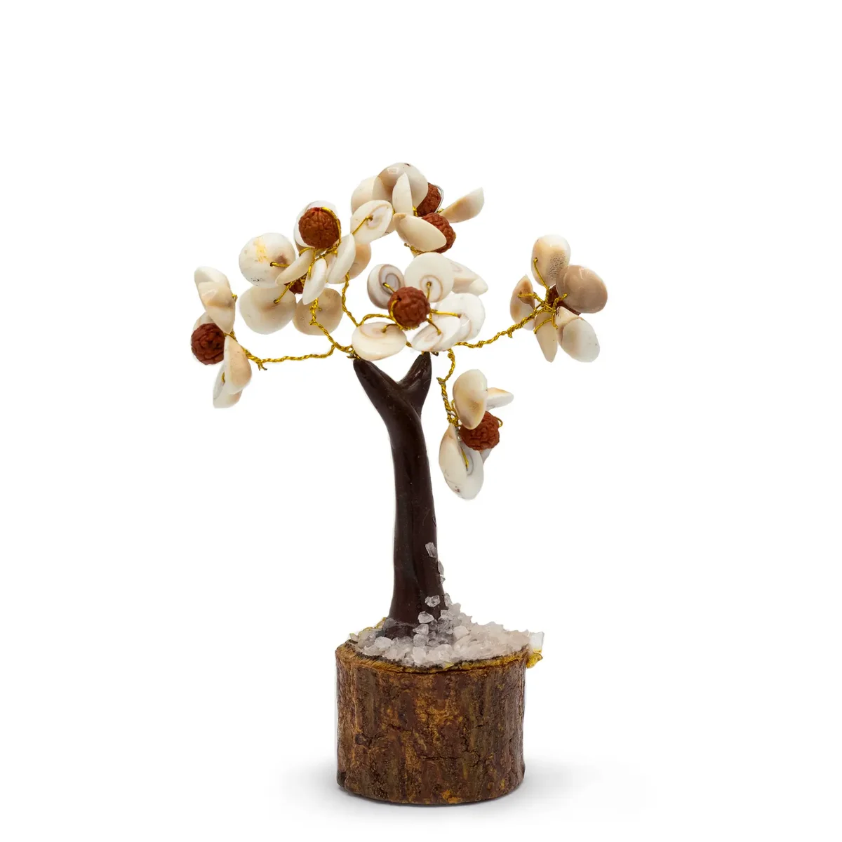 Med Gomati Chakra Circle Rudraksha stone tree featuring 45 polished stones arranged in a circular design