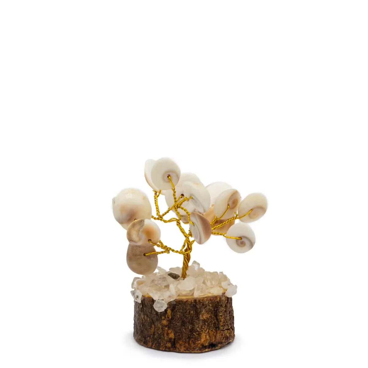 Small Gomati Chakra 15 stone decorative tree with Rudraksha beads arranged in a circular pattern on branches