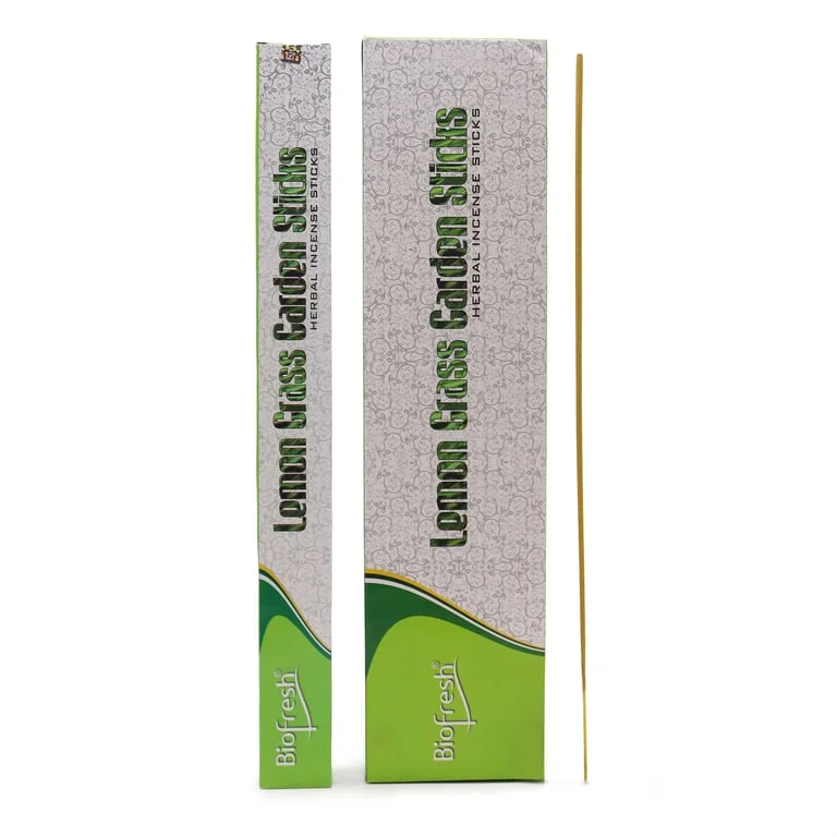 Bundle of 50cm citronella garden incense sticks with green packaging labeled Biofresh Garden on white background
