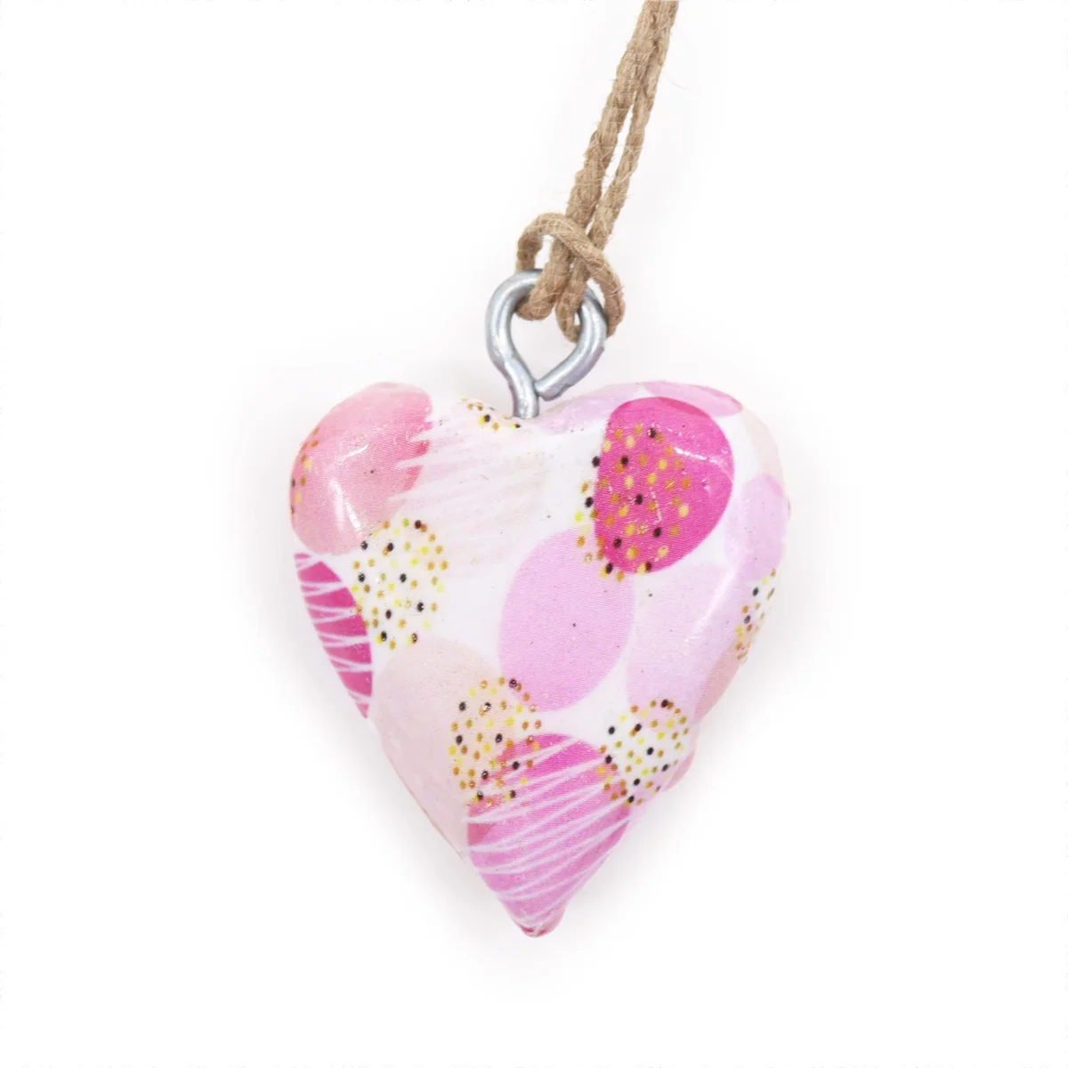 small wooden heart decor in pink abstract design