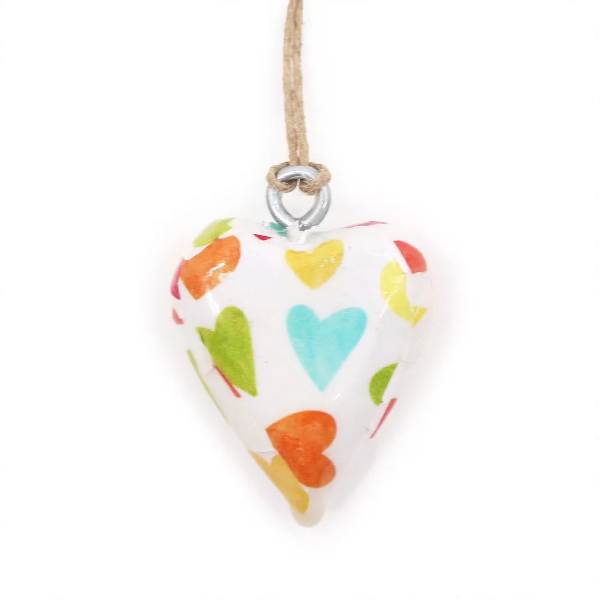 Small decor heart painted in pastel tones, wooden heart shape.