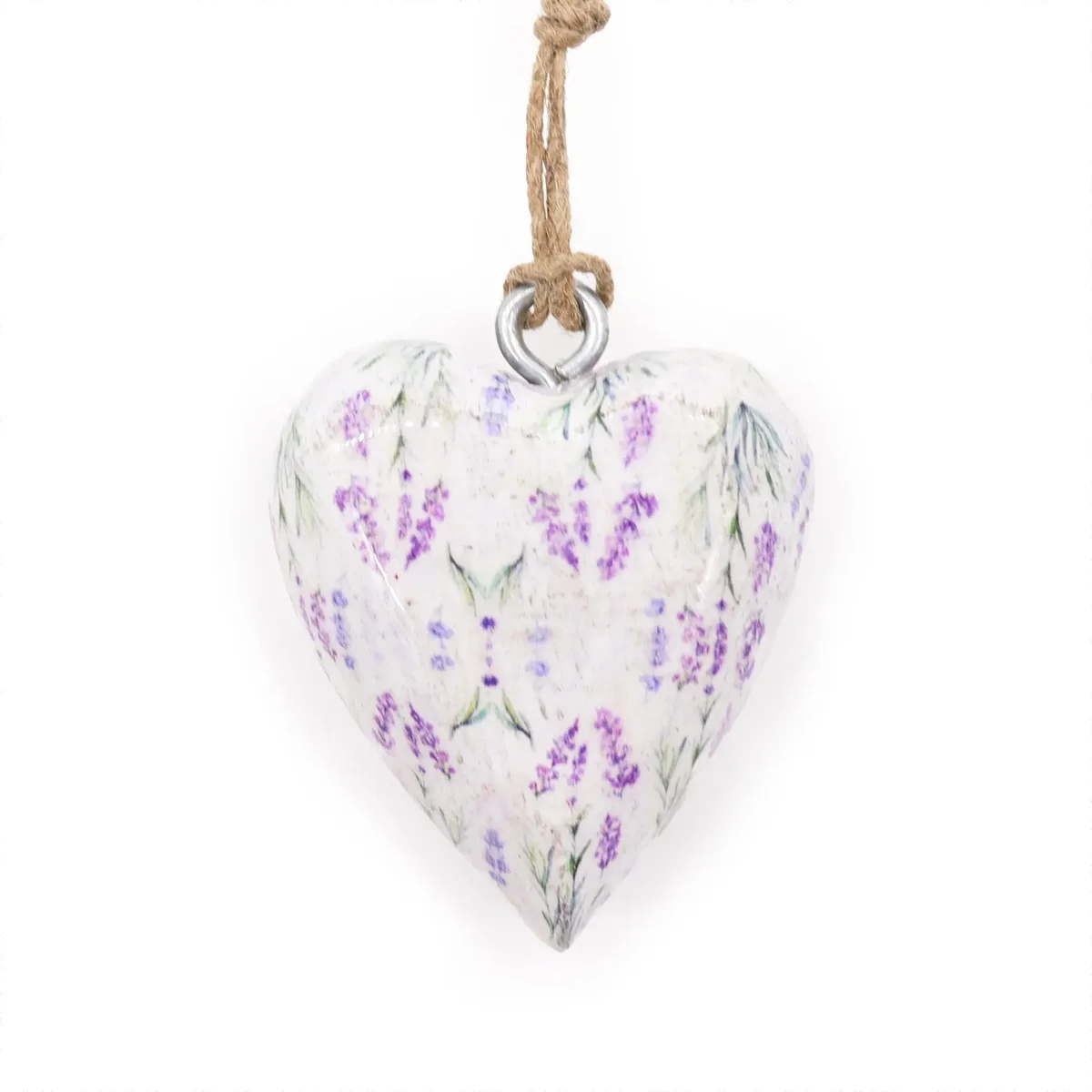 Large decorative lavender wood heart with a rustic finish for home decor and gifting purposes