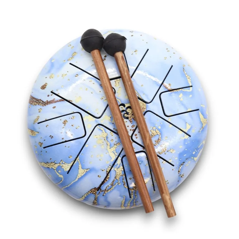 Blue sky coloured Hapi Drum 18cm decorative drum, displaying its round shape and smooth finish.
