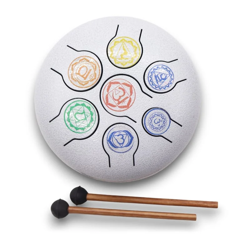 18cm drum with intricate 7‑chakra design.