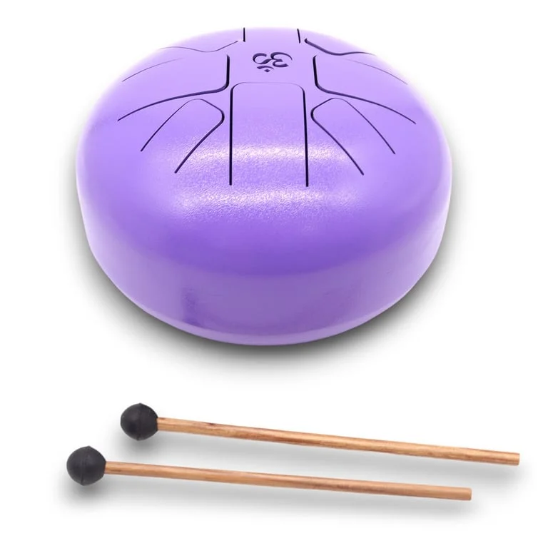 Violet coloured Med Hapi Drum Om 22x16cm displayed as a drum wall hanging.