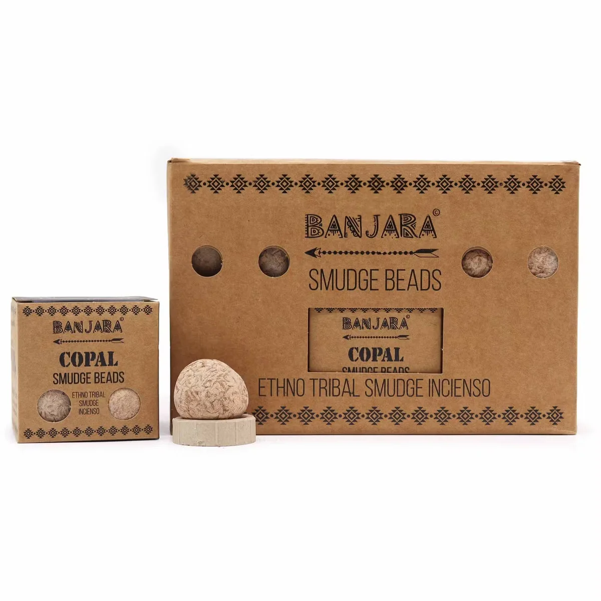 Banjara Copal smudge beads decor with natural resin beads arranged on a string for smudging rituals