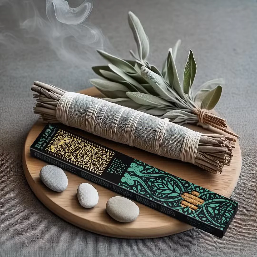 Banjara extra long white sage smudge stick UK for cleansing and purifying spaces, shown against a plain background