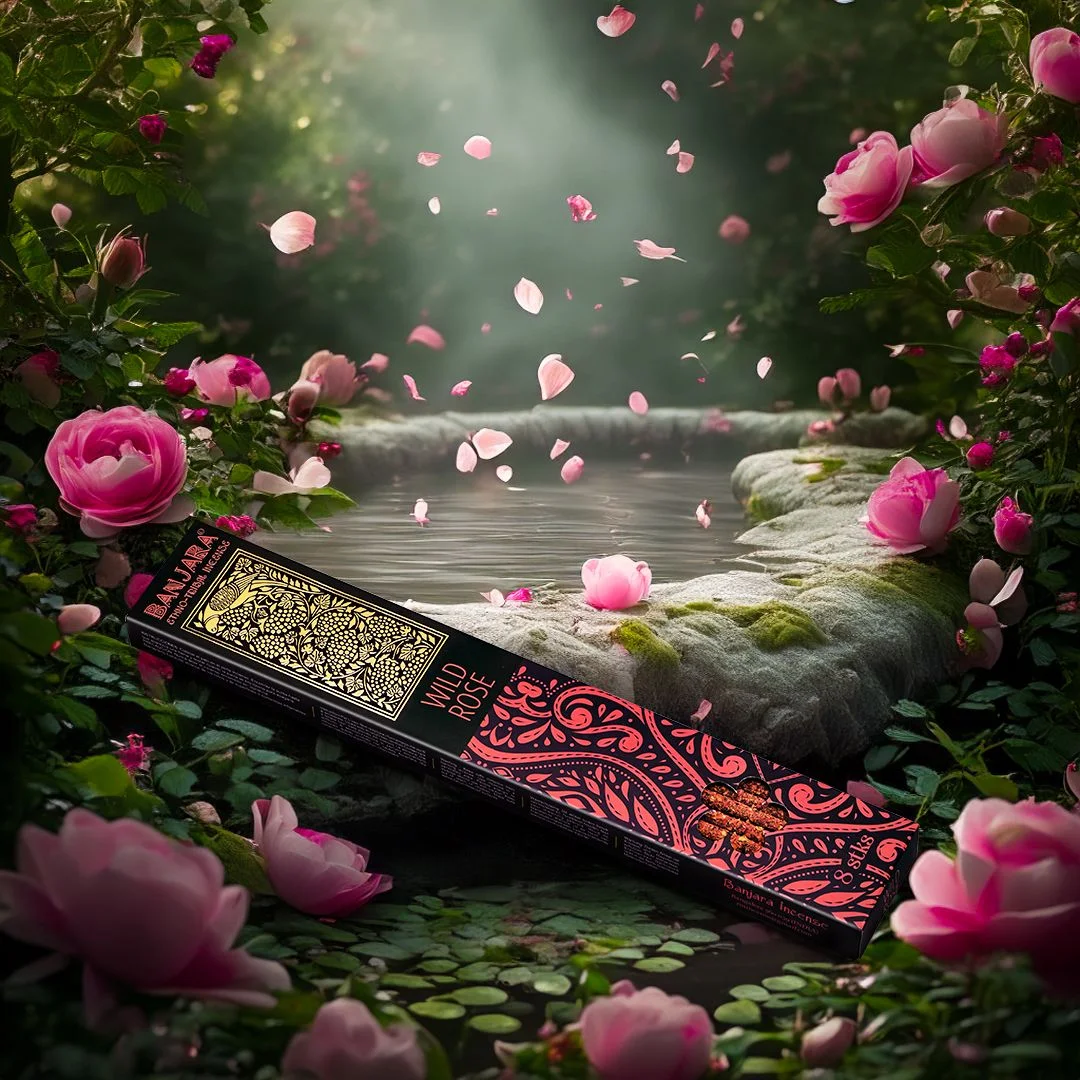 Extra long smudge stick wrapped with wild rose petals for cleansing and aromatherapy rituals