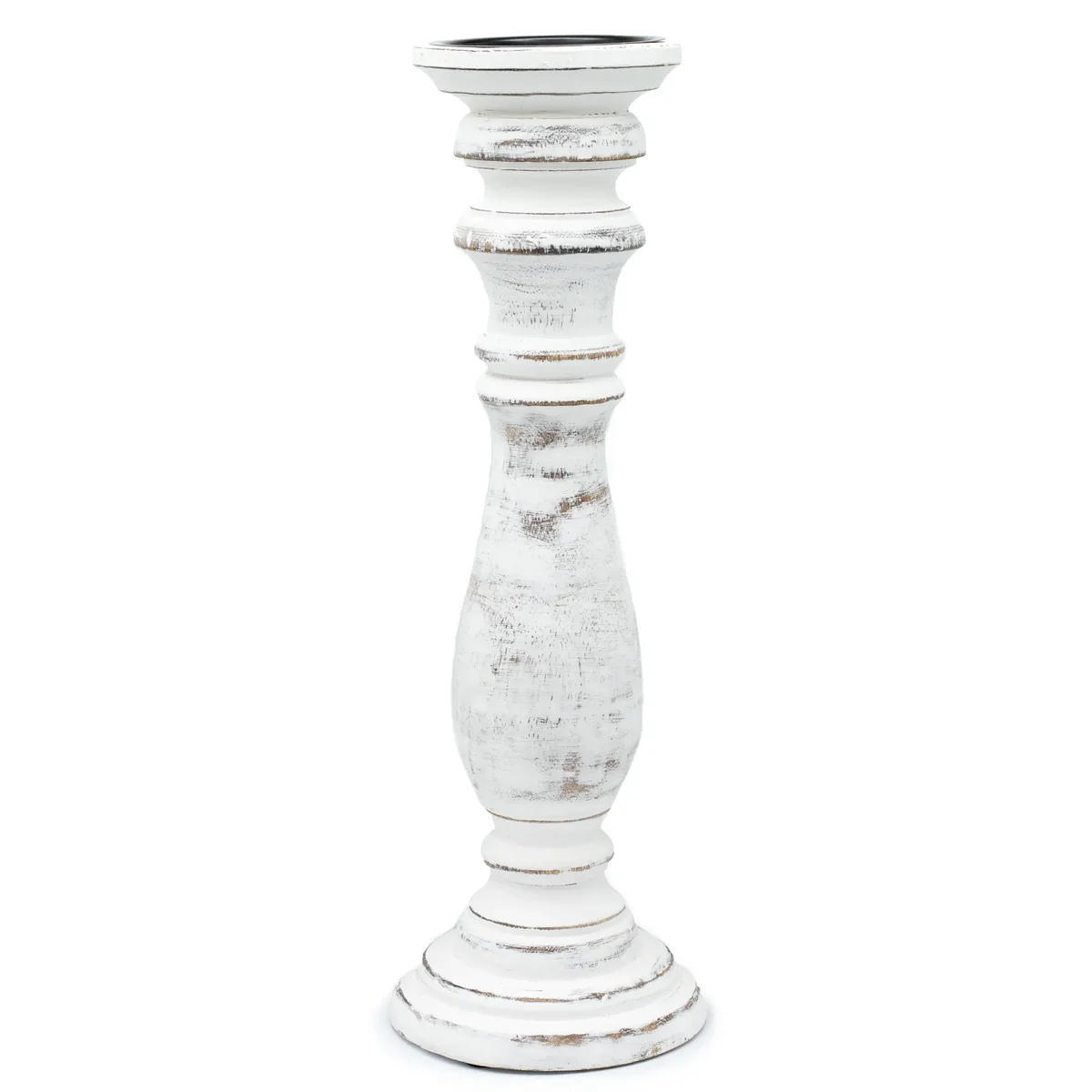Large classic whitewash candle holder with a rustic finish, designed to hold multiple candles securely.