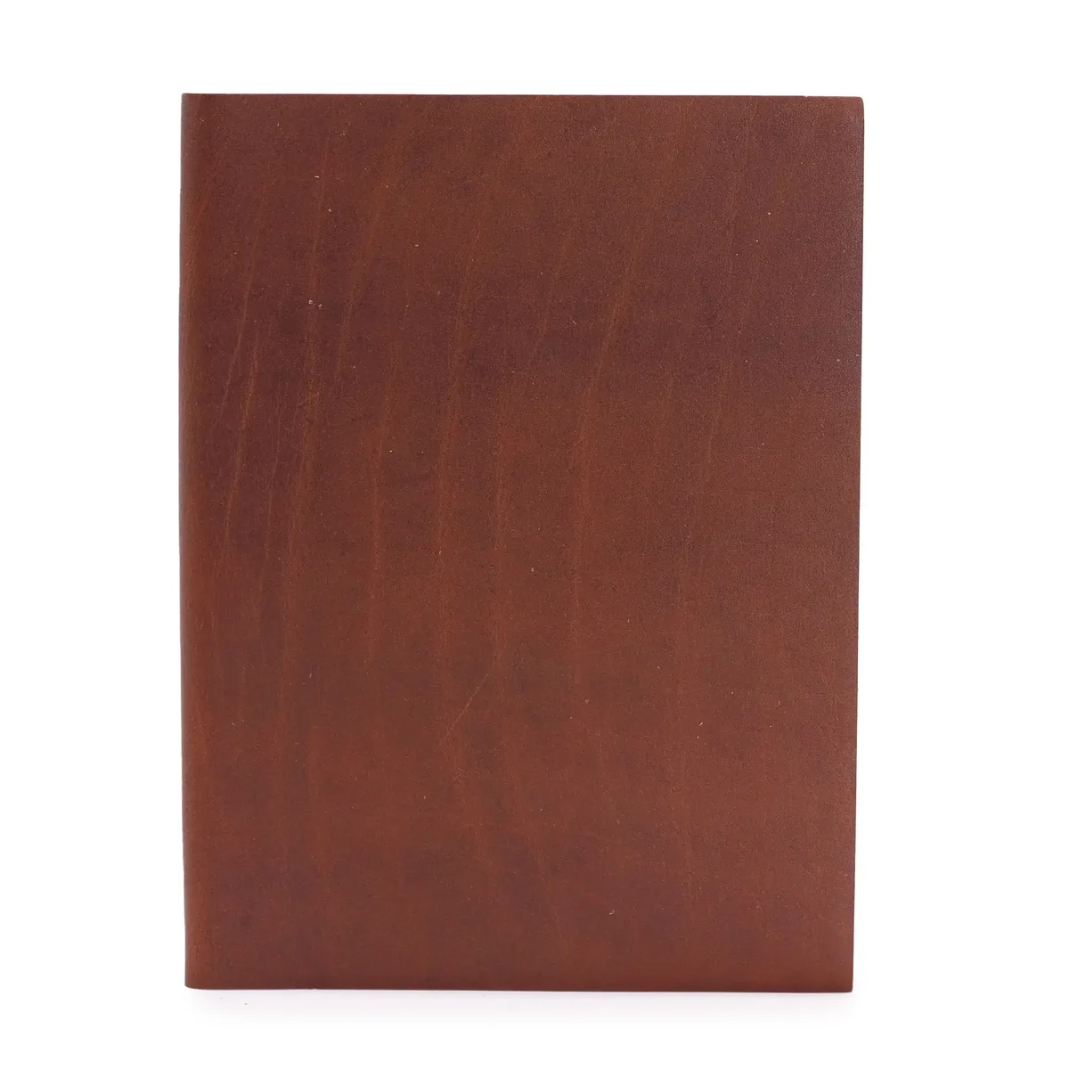 Large dark tan daily notebook open to lined pages, 20x15cm lined page notebook with 100 pages visible