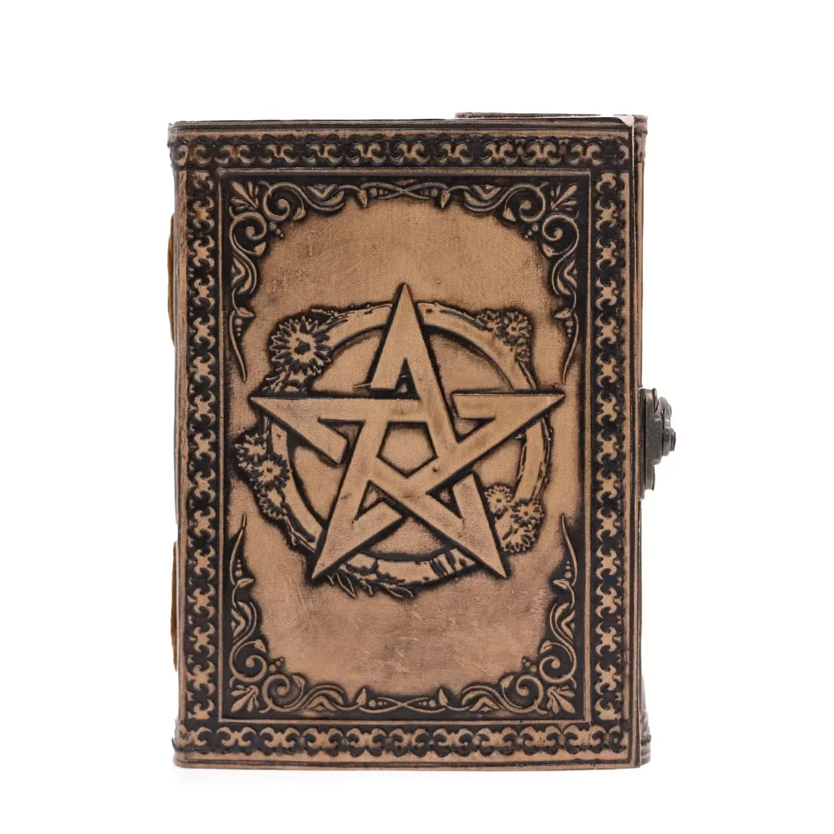 200 page notebook with stitch edge, anique grey cover, compact size.