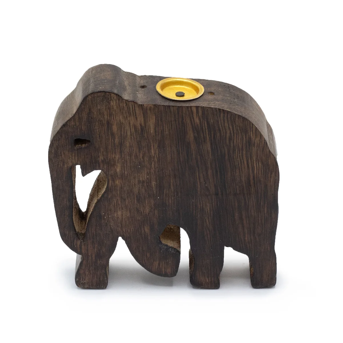 Elephant-shaped incense stick holder designed to hold both incense cones and sticks on a flat surface
