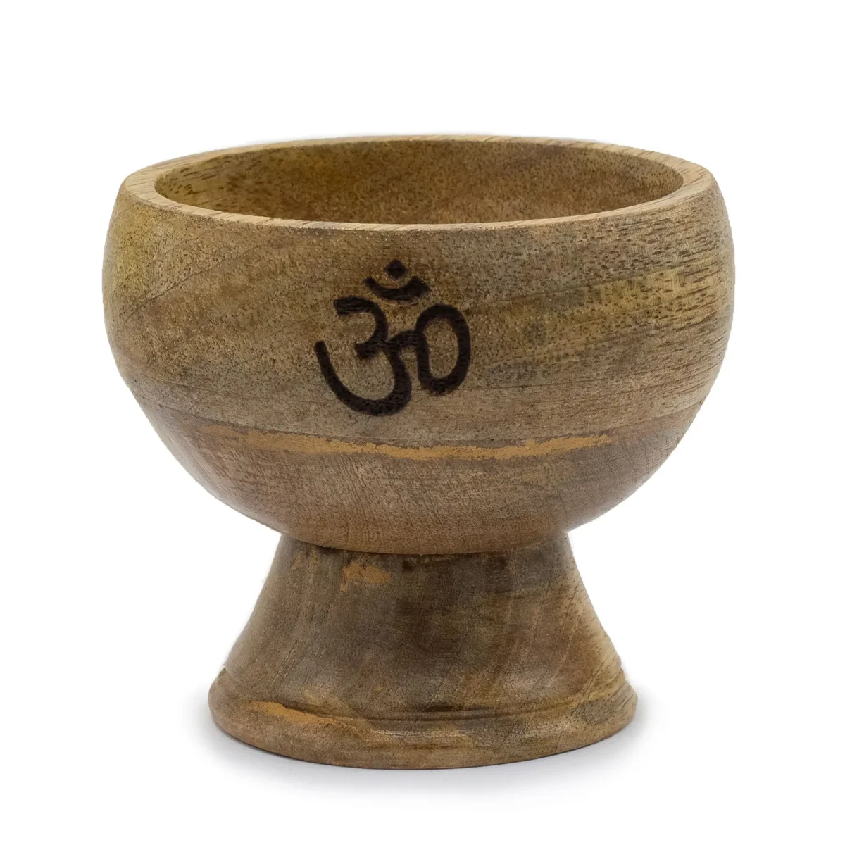 Large incense holder with round ritual bowl shape, measuring 11x6cm, feature Om etched.
