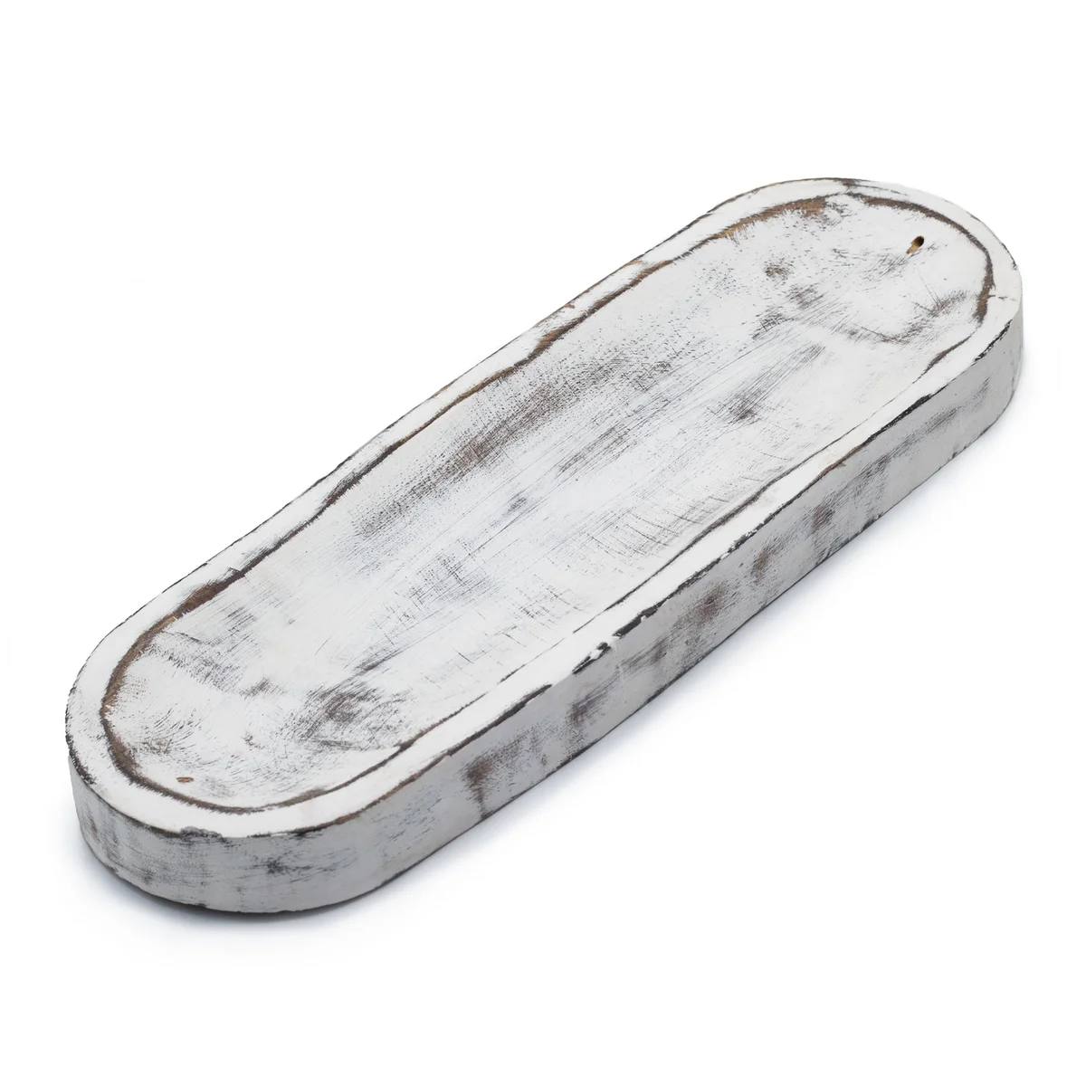 Large whitewash incense tray, rectangular 30x10 cm surface, simple white finish, ideal for burning incense sticks