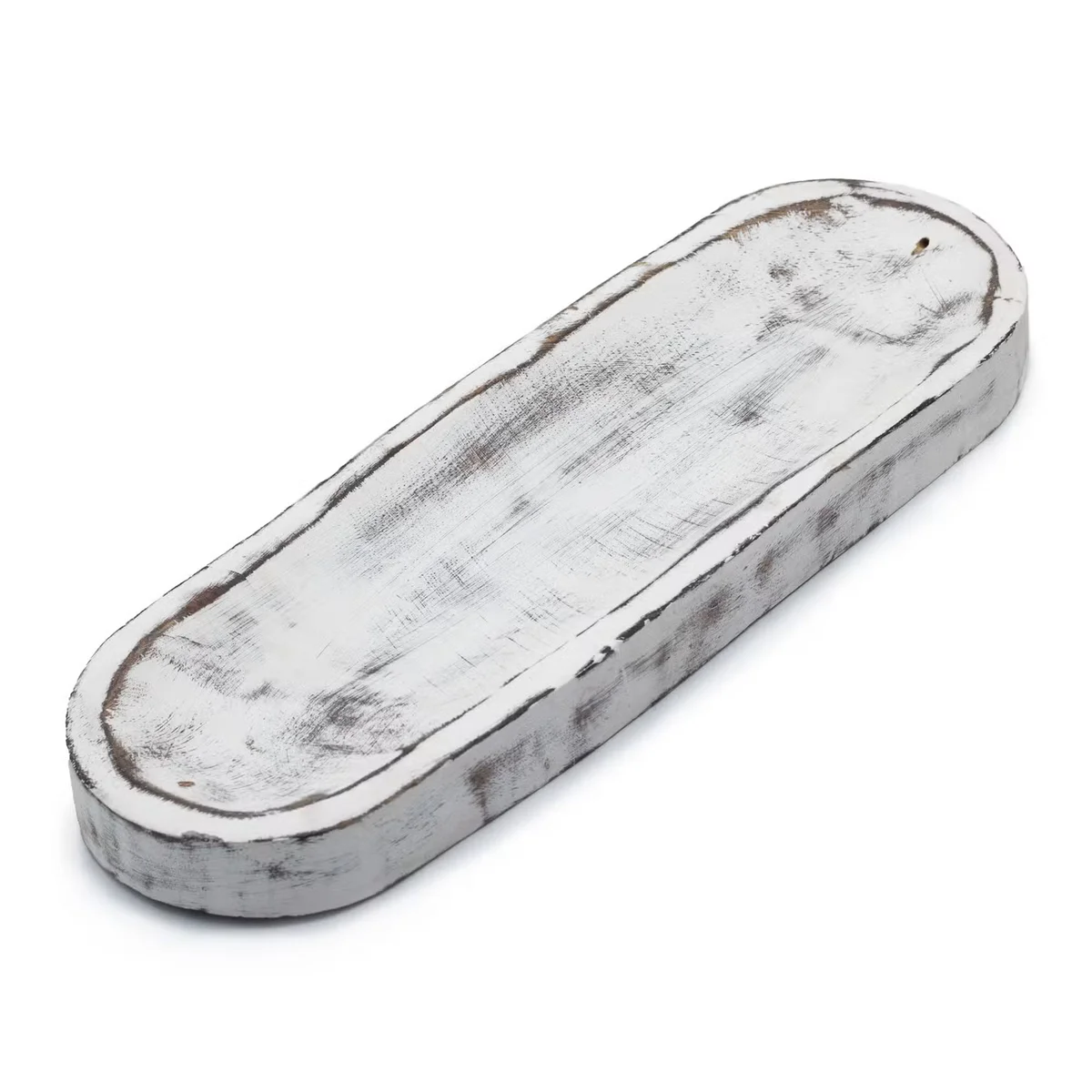 Classic incense tray in whitewash, rectangular 30x10cm, large, flat surface for incense sticks.