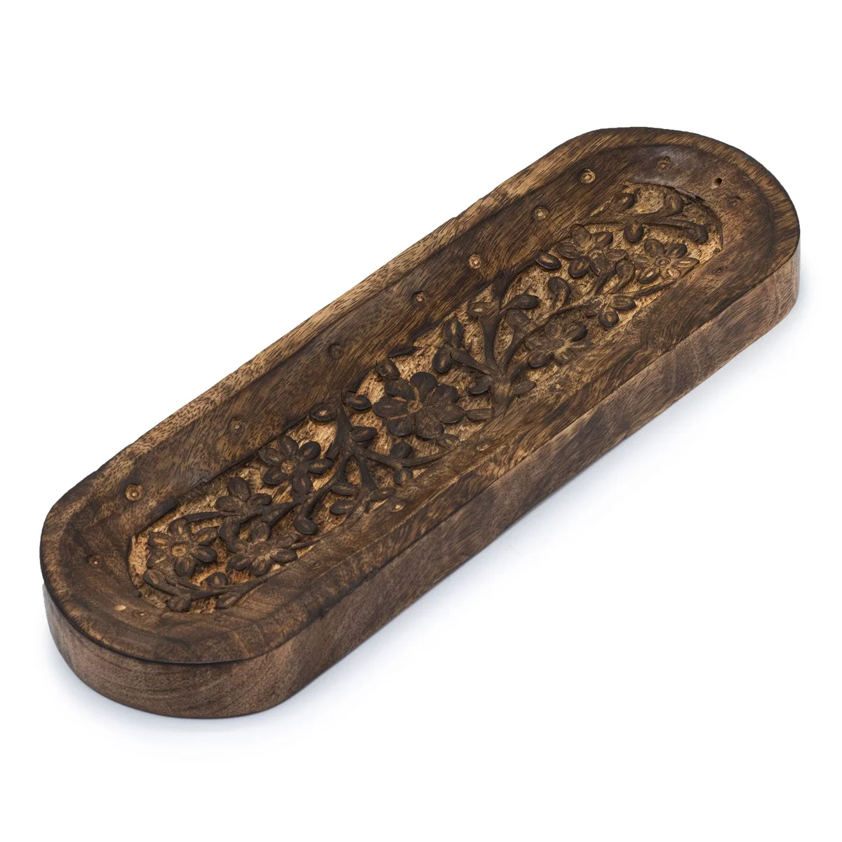 Large incense tray with floral design, 30x10cm surface for incense sticks