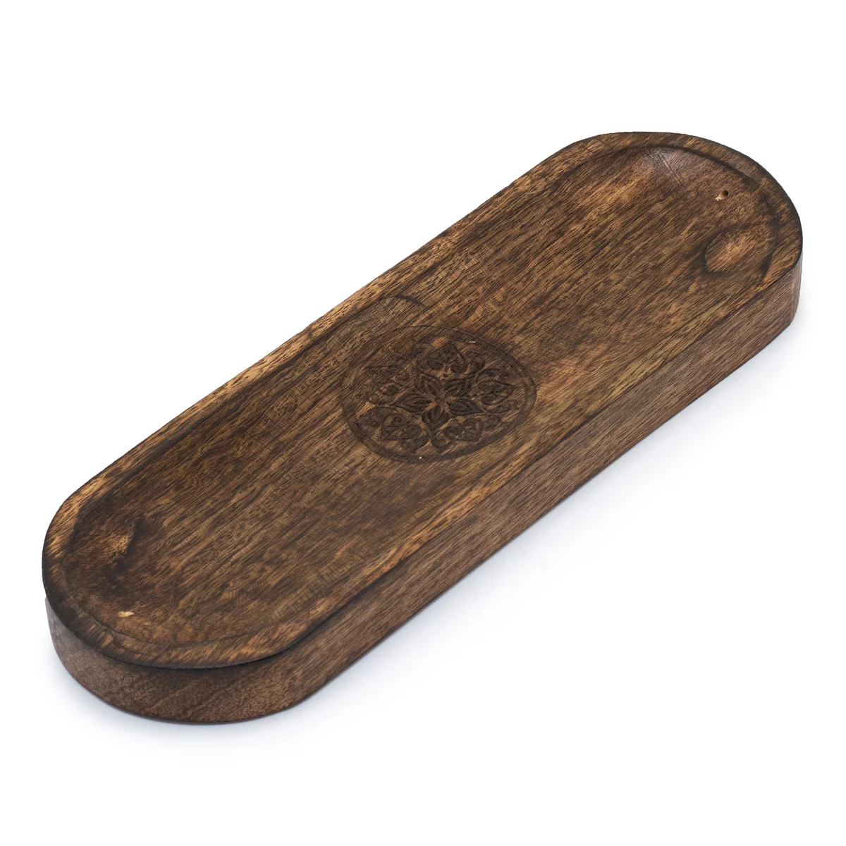 Large incense holder tray with mandala design, 30x10 cm.