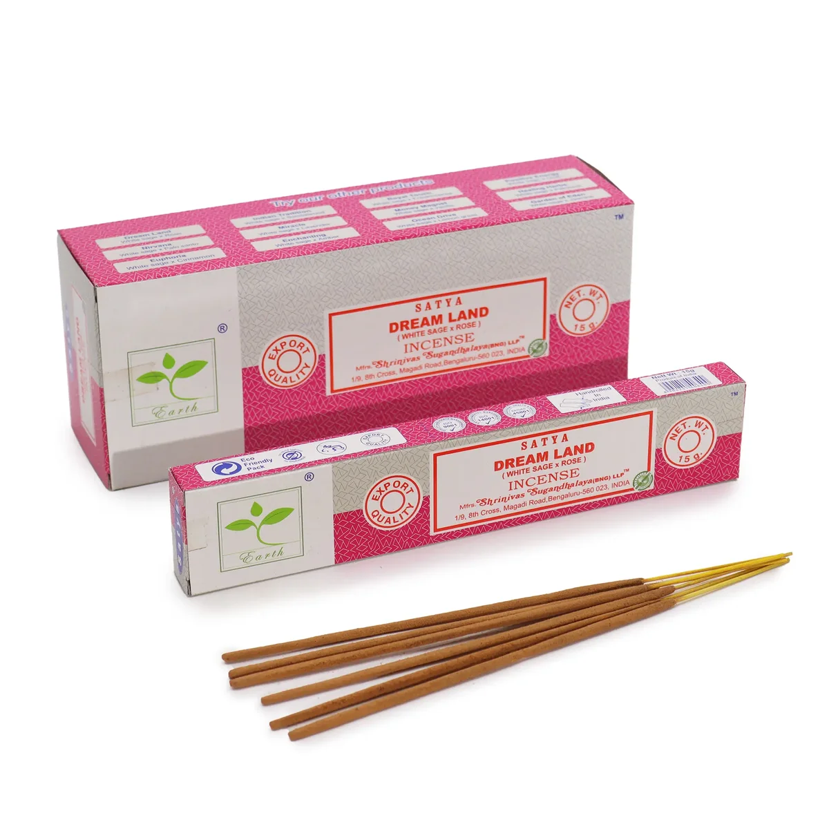 Satya incense sticks in a white and rose box, 15 sticks of Dream Land brand