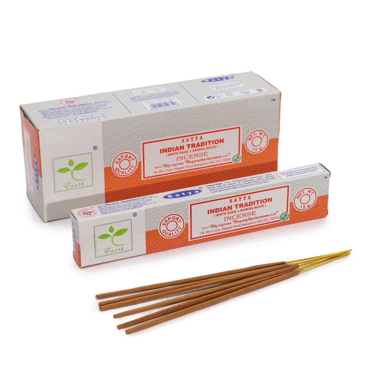 Satya incense sticks, 15gm bundle of white sage & sandalwood sticks.