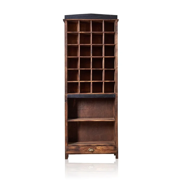 Brownwashed dinner candle display stand shown from front view