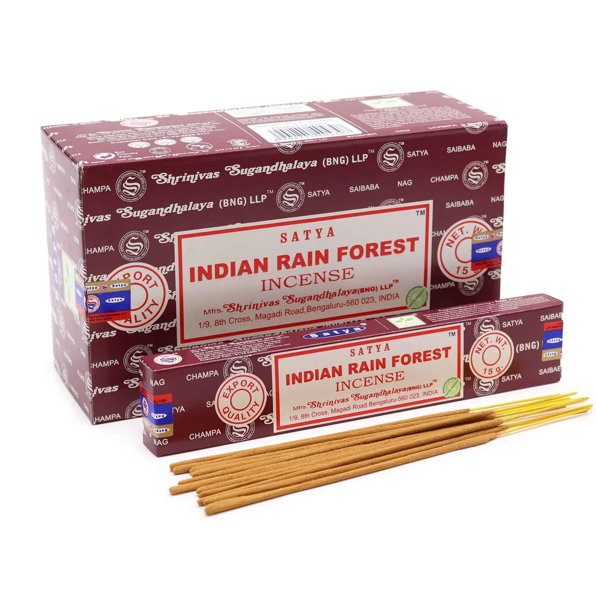 Box of Satya Indian incense sticks 15g featuring forest-inspired design.
