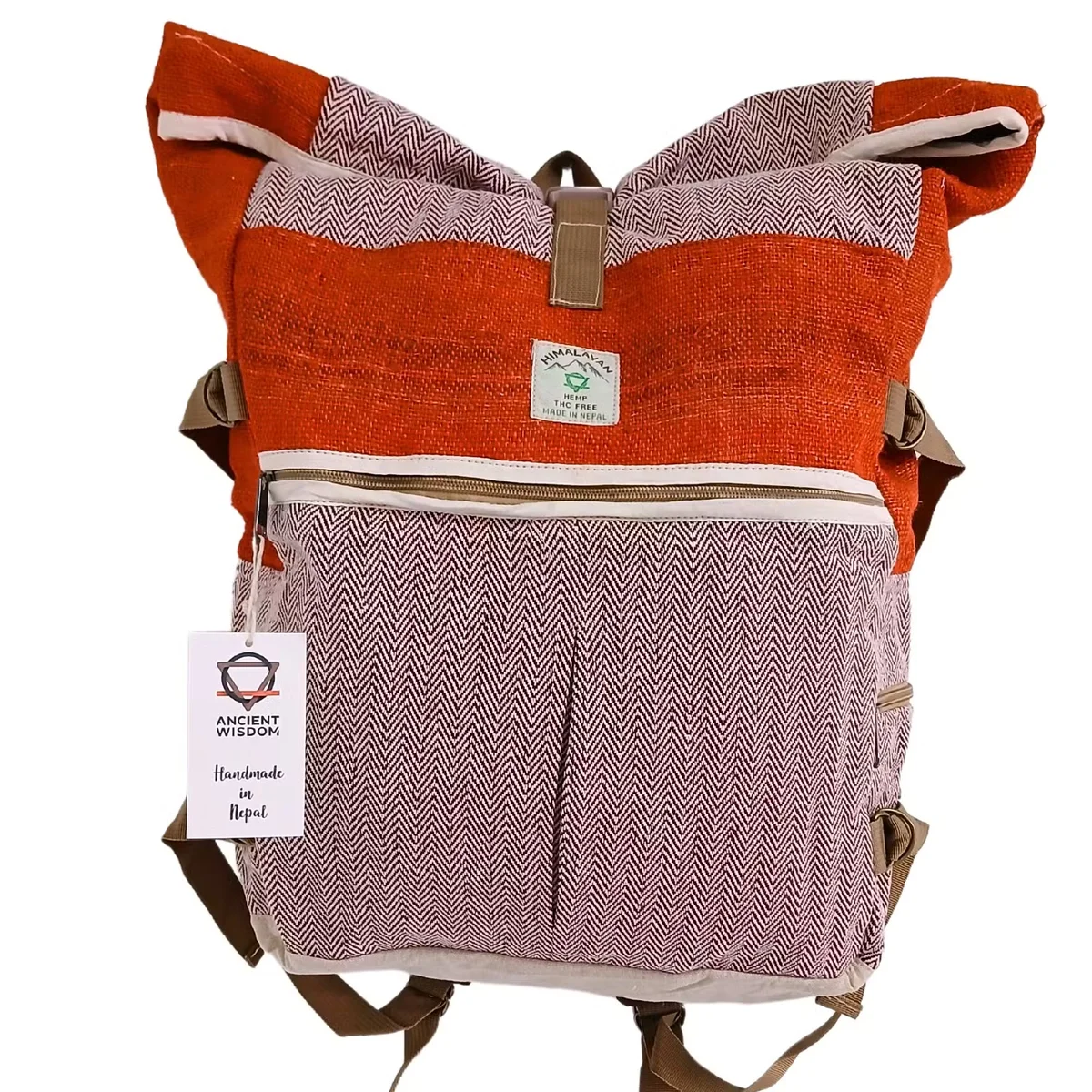 Sunset orange durable trekking bag with wheels and extendable handle, designed for easy rolling on hikes