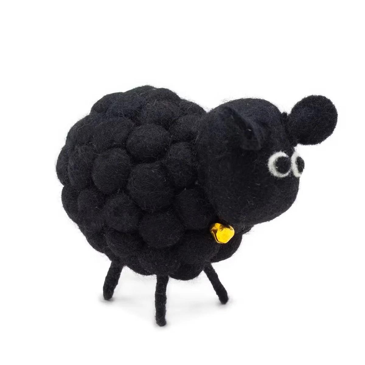 Black little sheep ornament made of felt, small and soft, suitable as a decorative item