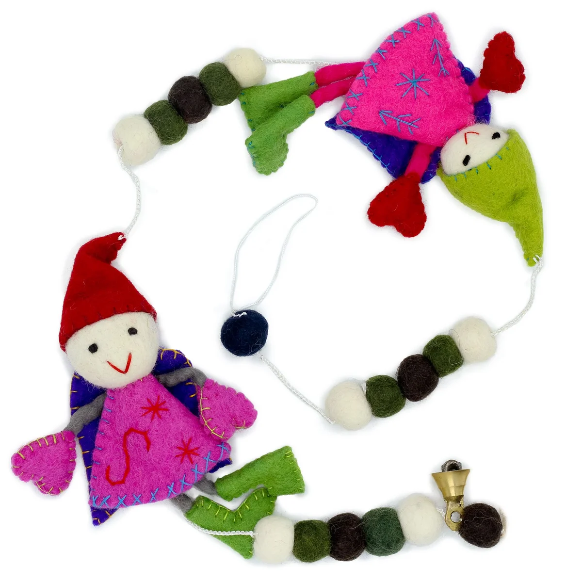 Felt wall hanging featuring fairy angels in soft pastel colors for decorative home display