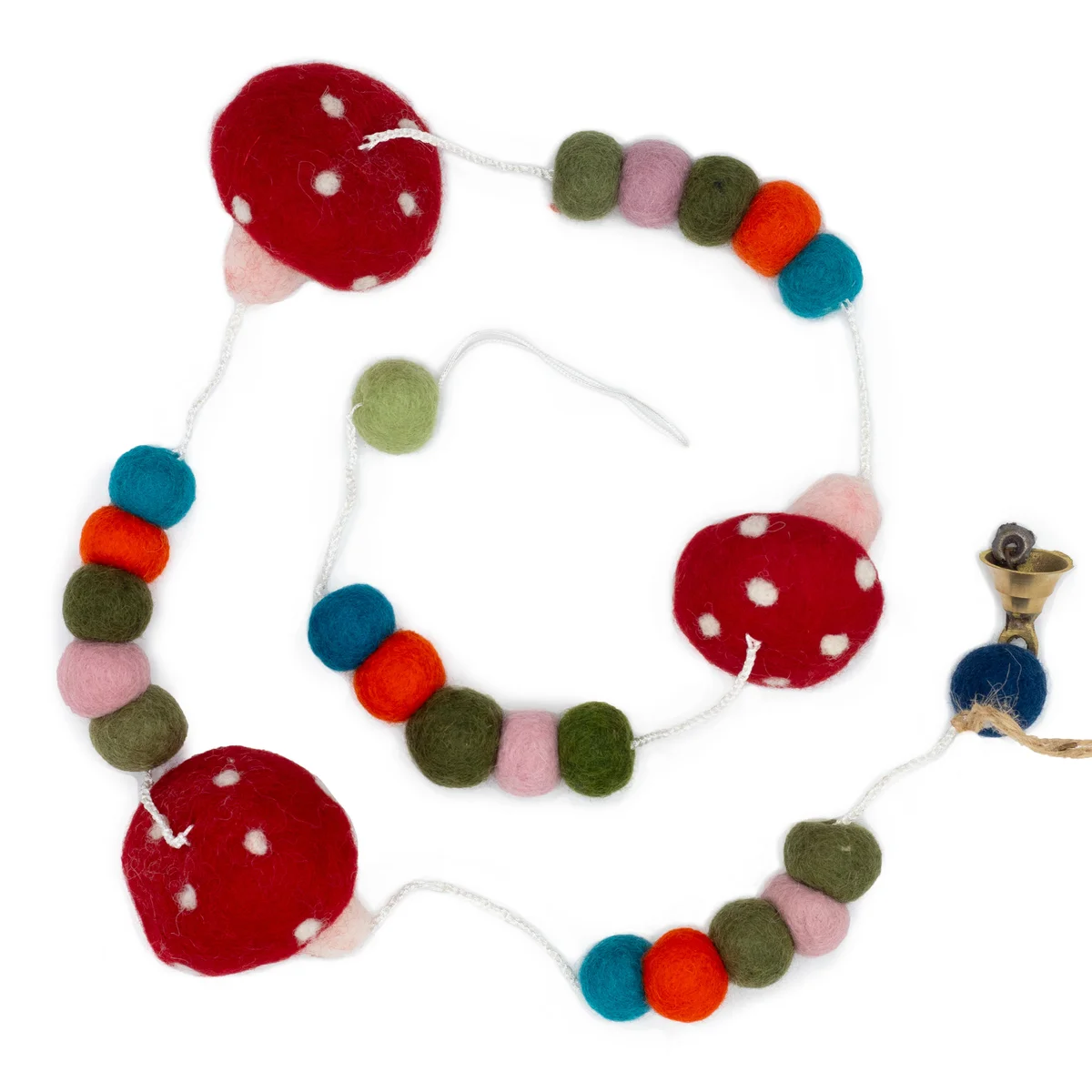 Redtop mushrooms felt mushroom wall art in vibrant reds and whites hanging on a wall