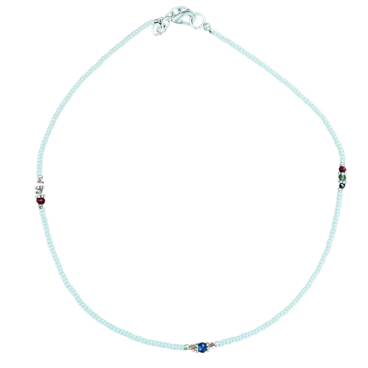 Close-up of Nepalese jewellery necklace featuring extra fine pearls and cut beads in elegant design