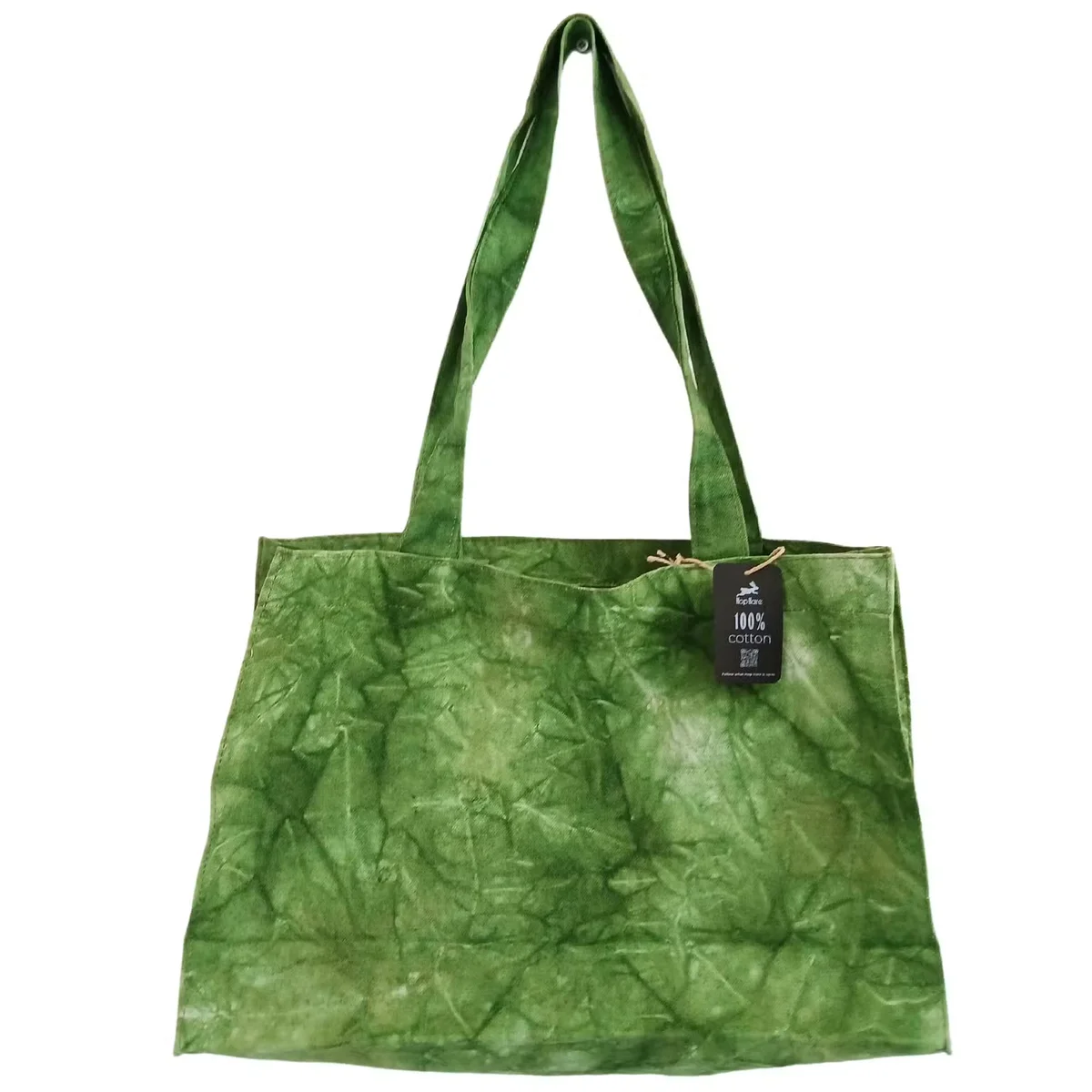 Forest green stonewash effect handy bag shown as an everyday casual handbag with sturdy handles and compact design