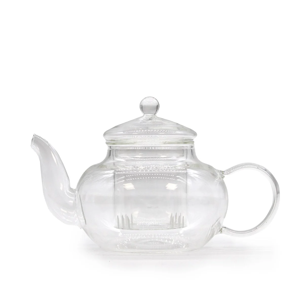 Glass infuser teapot with round pearl design, 400ml capacity, displayed on a clean background.