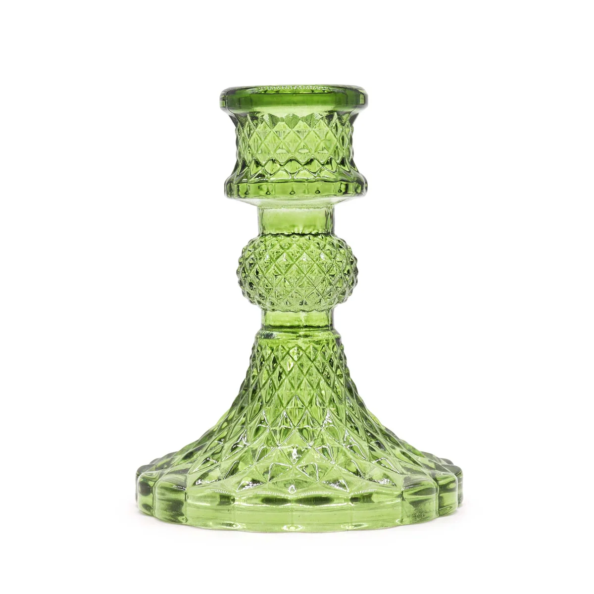 Decorative candle holder in vintage garden jade style.