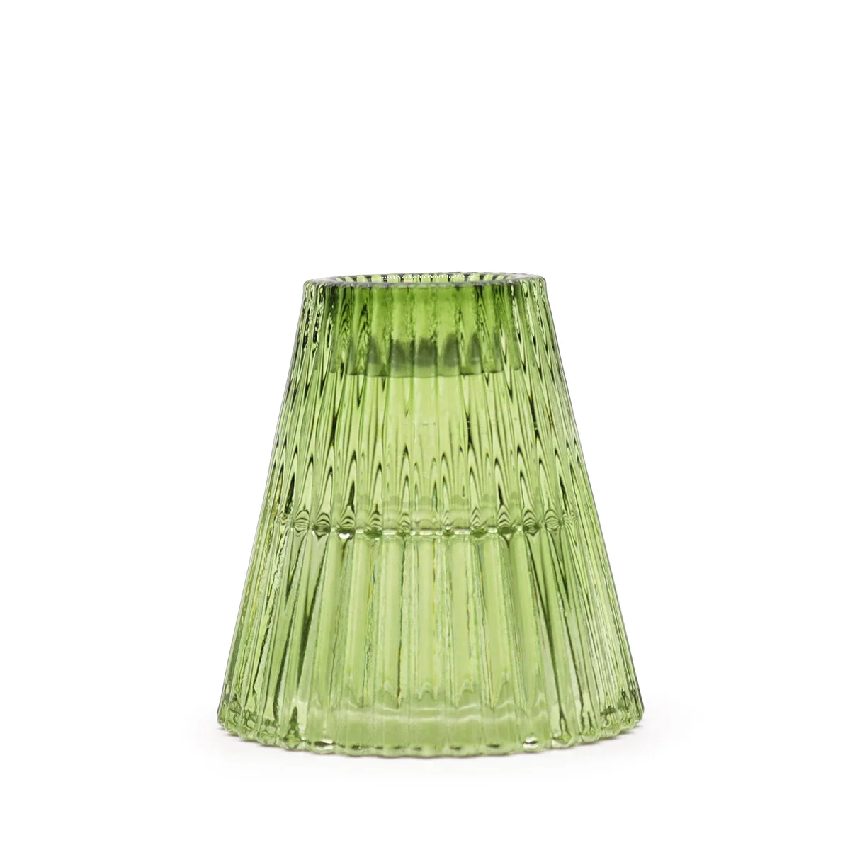 Garden jade flip dinner candle holder with clasp, holding a tealight.