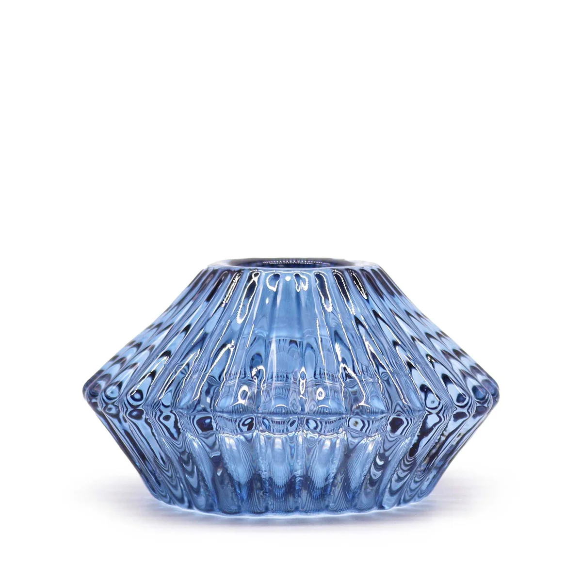 Royal blue flower flip dinner candle holder with integrated tealight slots