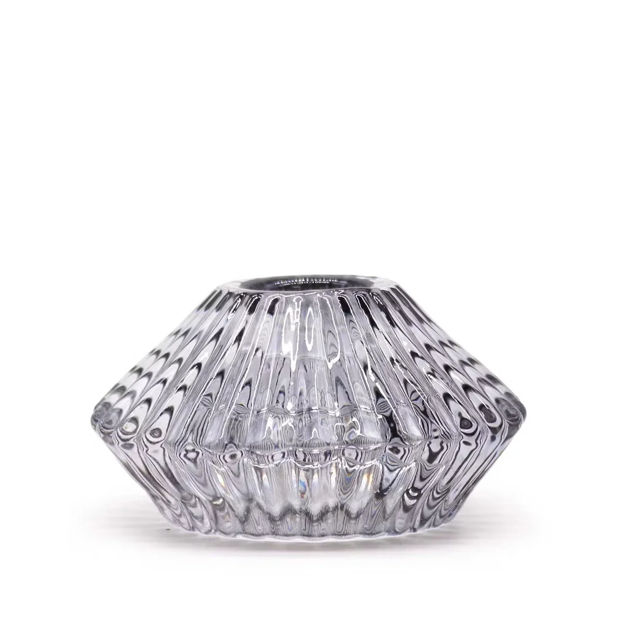 Midnight grey flower flip dinner candle holder with tealights