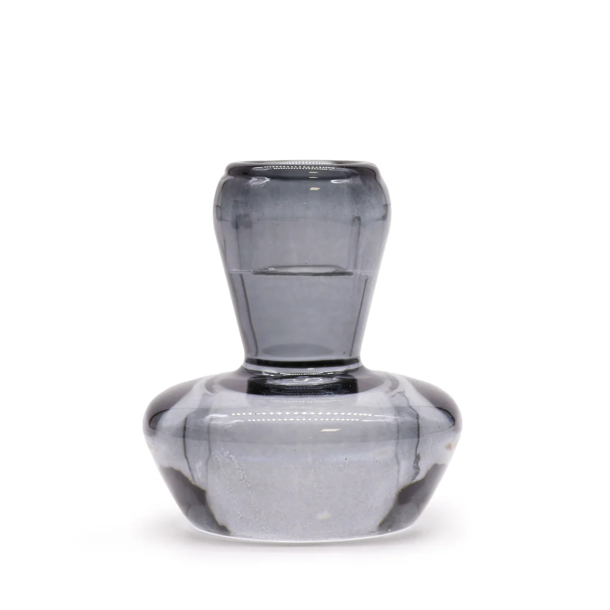 Midnight grey mushroom‑shaped flip top candle holder with tealight candle, matte black finish.