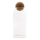 Clear 20cm glass jar with cork ball closure, showcased upright on a wooden surface.