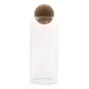 Cottage style jar with clear glass, cork ball lid, 20cm tall.