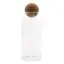 Decorative glass jar, clear glass, 20cm tall, with a cork ball stopper, rustic cottage style.