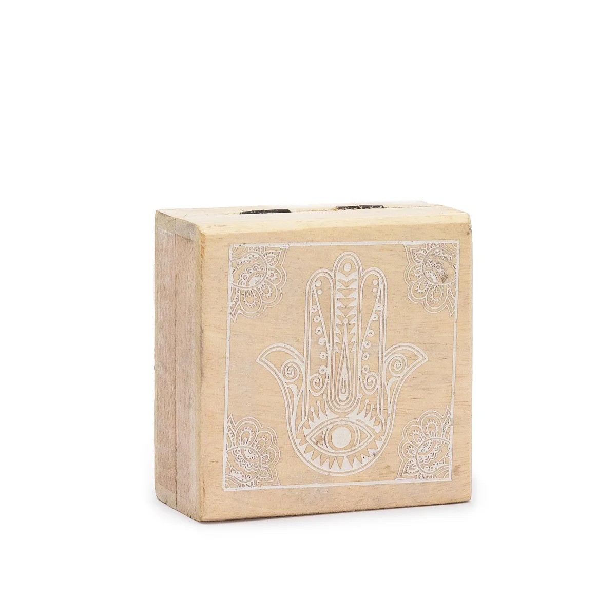 Whitewash small box in a square shape, 10x10x4.2cm, displayed on a surface.