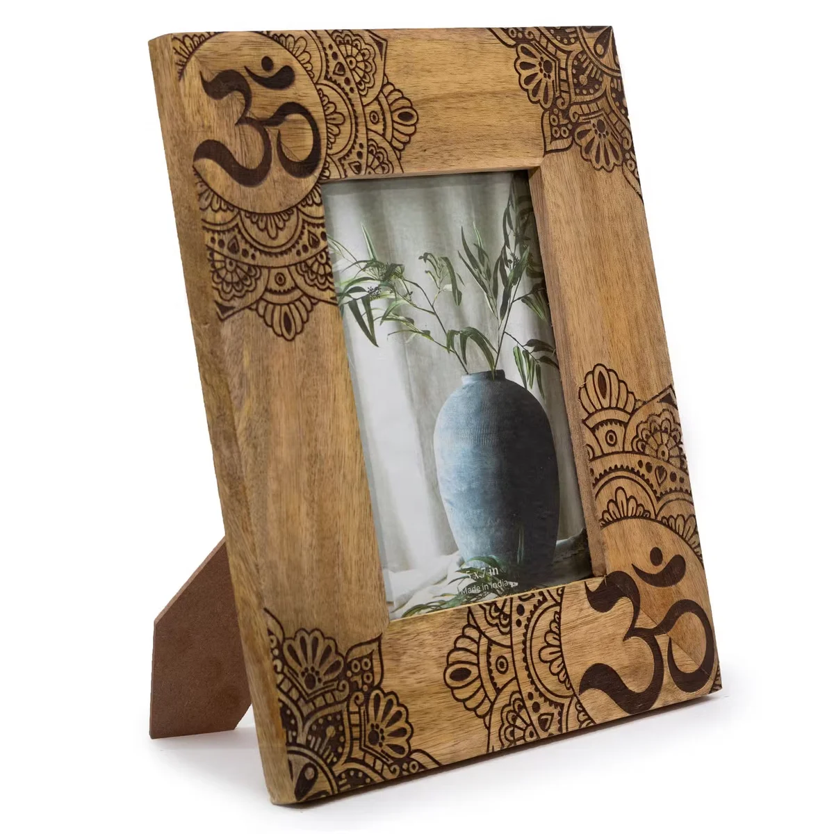 Black mango wood mandala frame, 13x18cm frame, 28x23x2cm size, ideal for photographs
