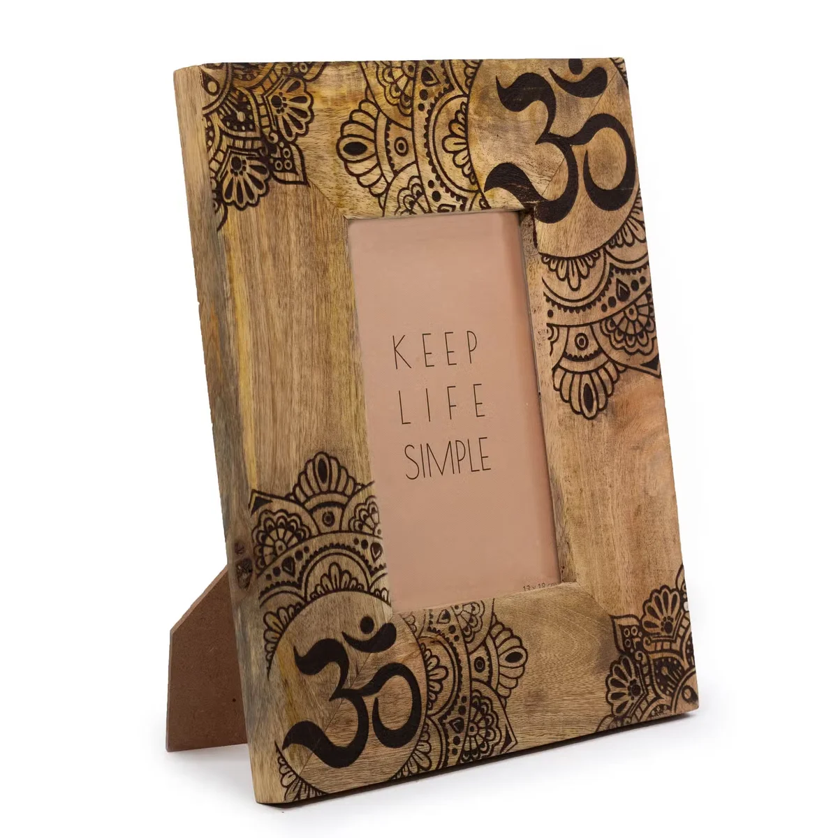Black wood frame with mandala design, medium size, suitable for 10x15cm photos.